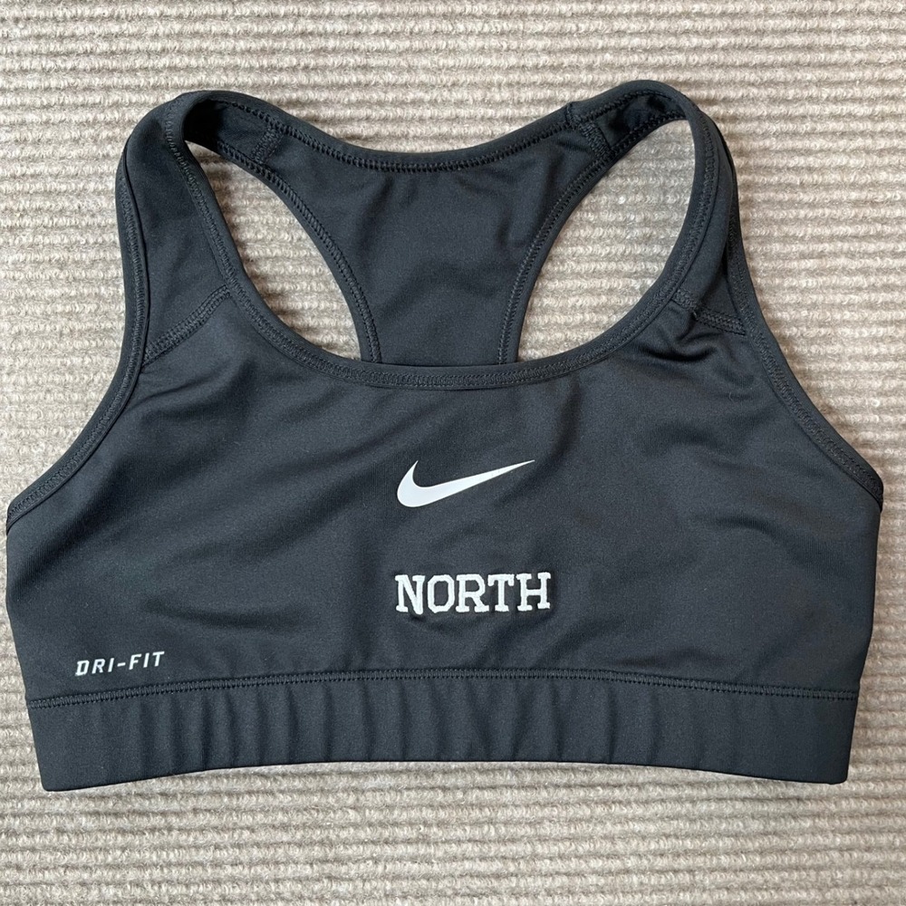 Nike Womens Dri-FIT Racerback Sports Bra Black North Graphic Medium Impact